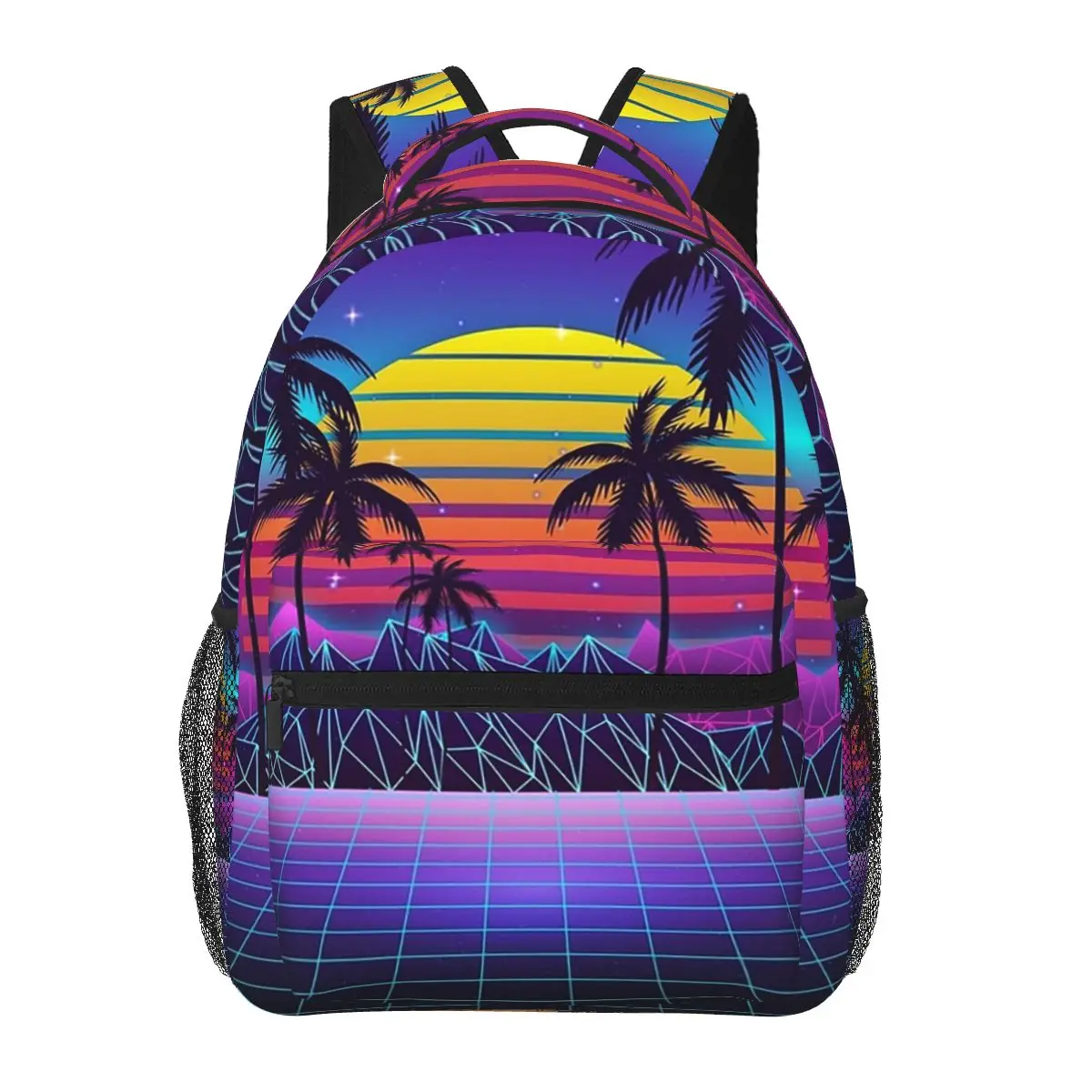 Radiant Sunset Synthwave Backpacks Boys Girls Bookbag Children School Bags Cartoon Kids Rucksack Shoulder Bag Large Capacity