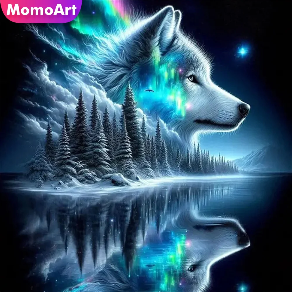 Momoart Diamond Embroidery Tree Landscape River New Arrival DIY Mosaic Wolf Acrylic Craft Supplies Painting Dog Holiday Gifts