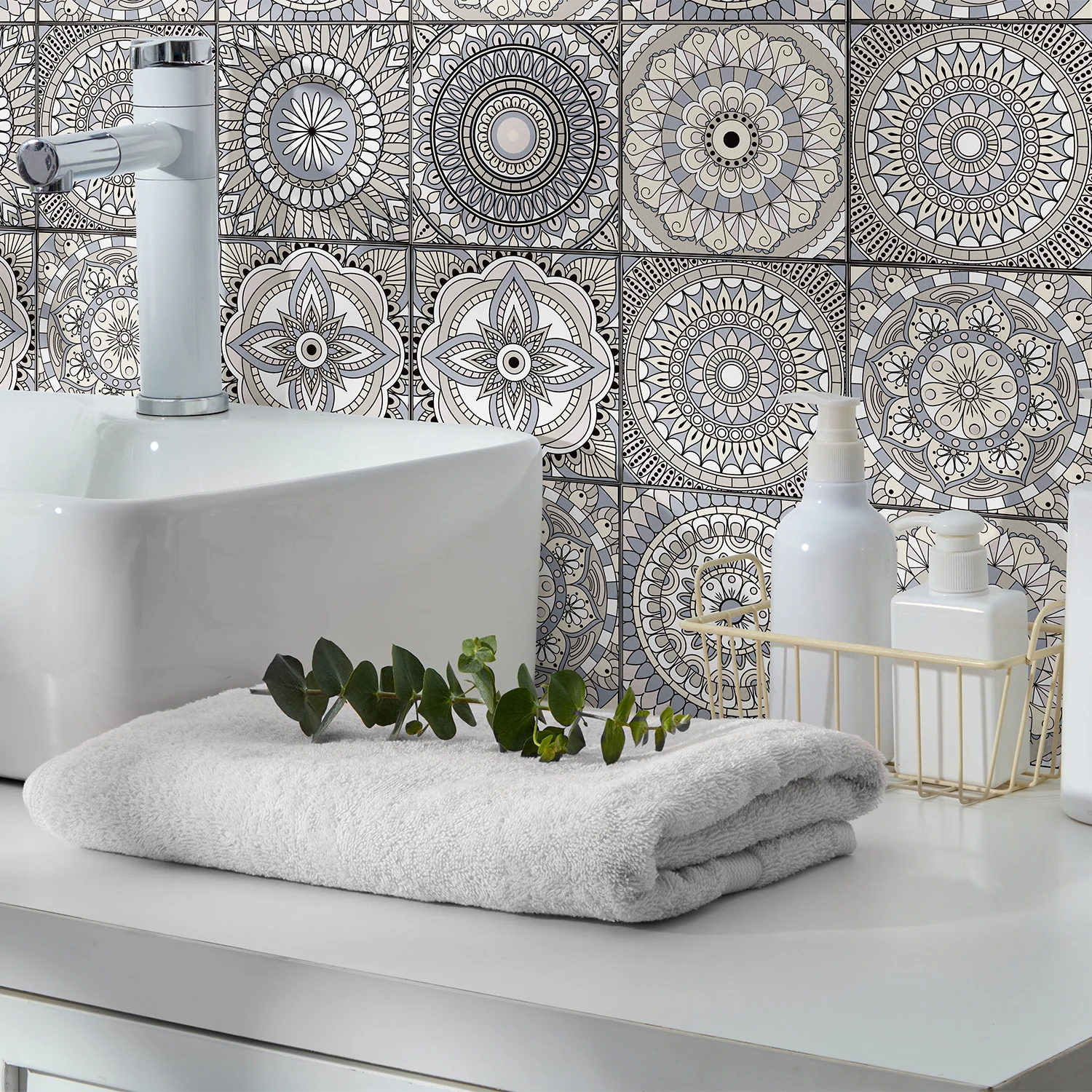 

12pcs/set Light Color Tiles Sticker Wall Stickers Kitchen Bathroom Wall Renovation Wallpaper Waterproof Wall Decal Self-adhesiv