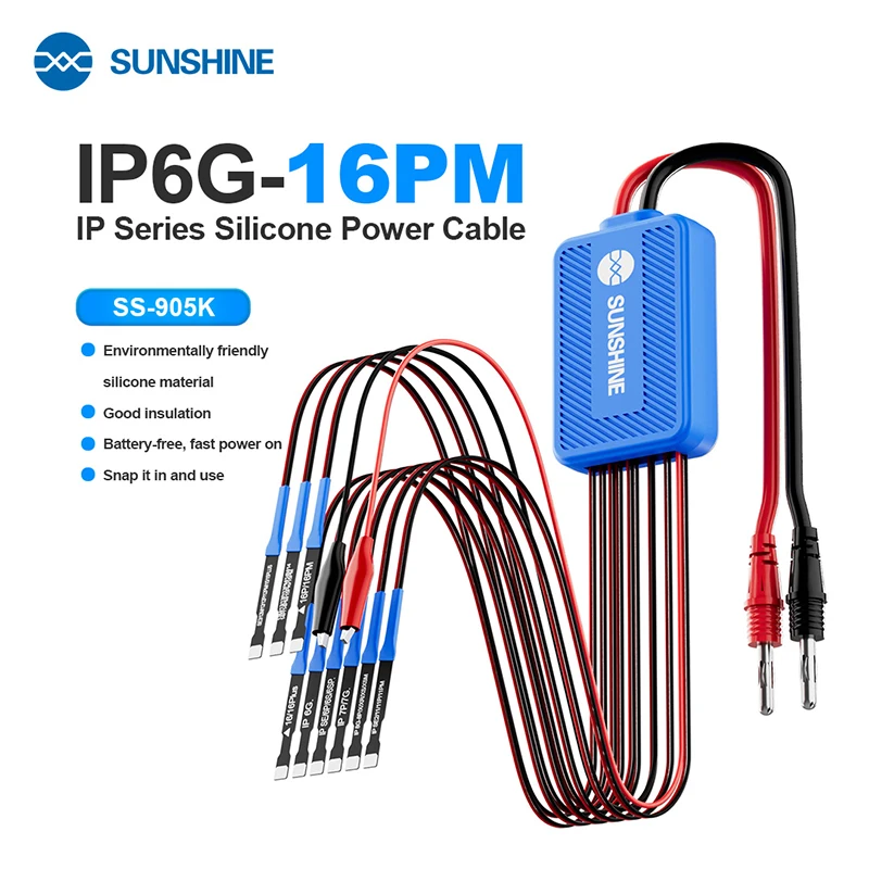 SUNSHINE SS-905K IP6G-16PM Series Silicone Power Cable Flexible FPC Soft Flex  Battery-free, Fast Power on ,Repair Tools