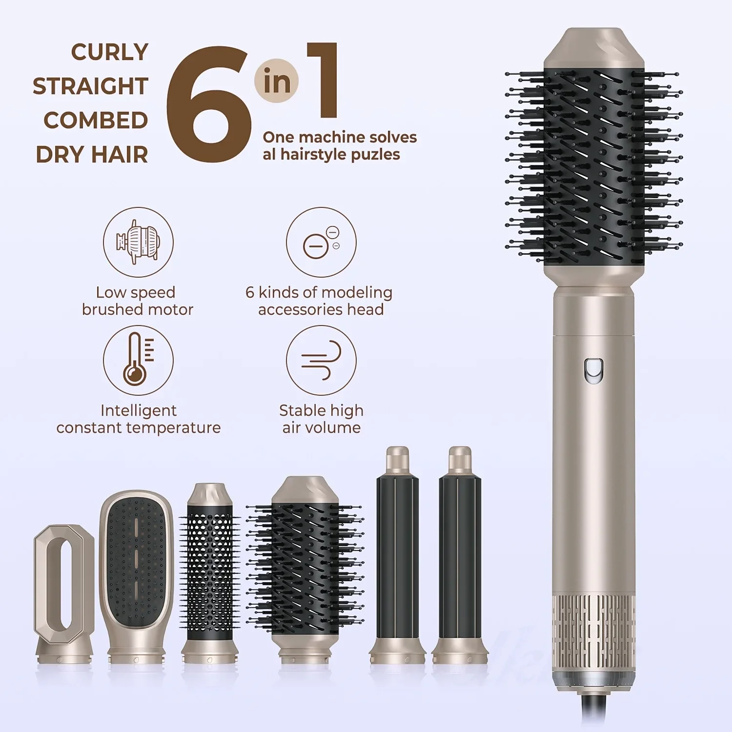 

Automatic Suction Heating Air Comb Multi-function Hair Dryer Five-in-one Curling Iron Hair Straightener Home Styling Instrument