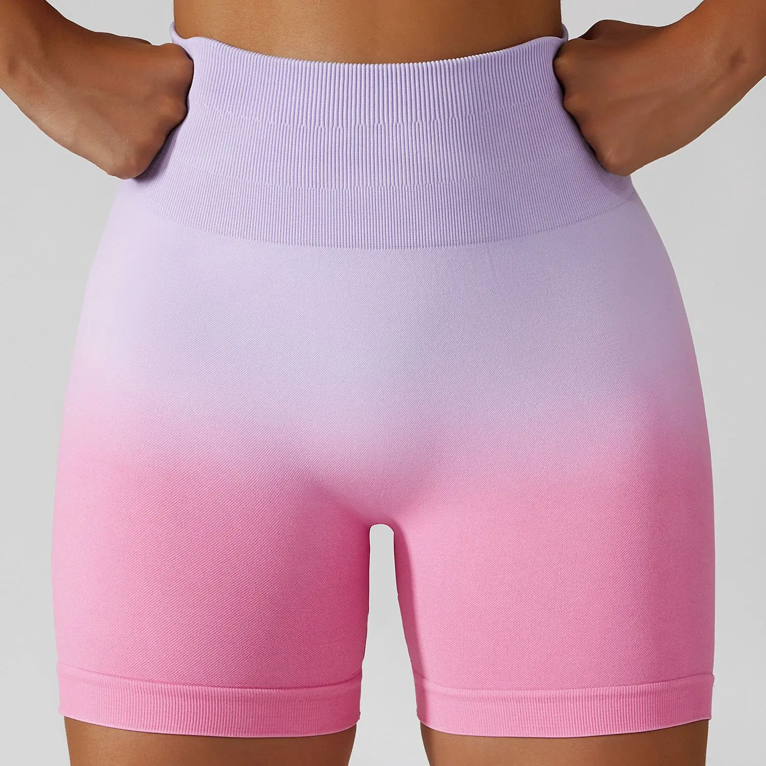 Seamless Yoga Shorts Gradient Color Shorts Women Fitness Elastic Scrunch Push Up Sports Running Workout High Waist Gym Shorts