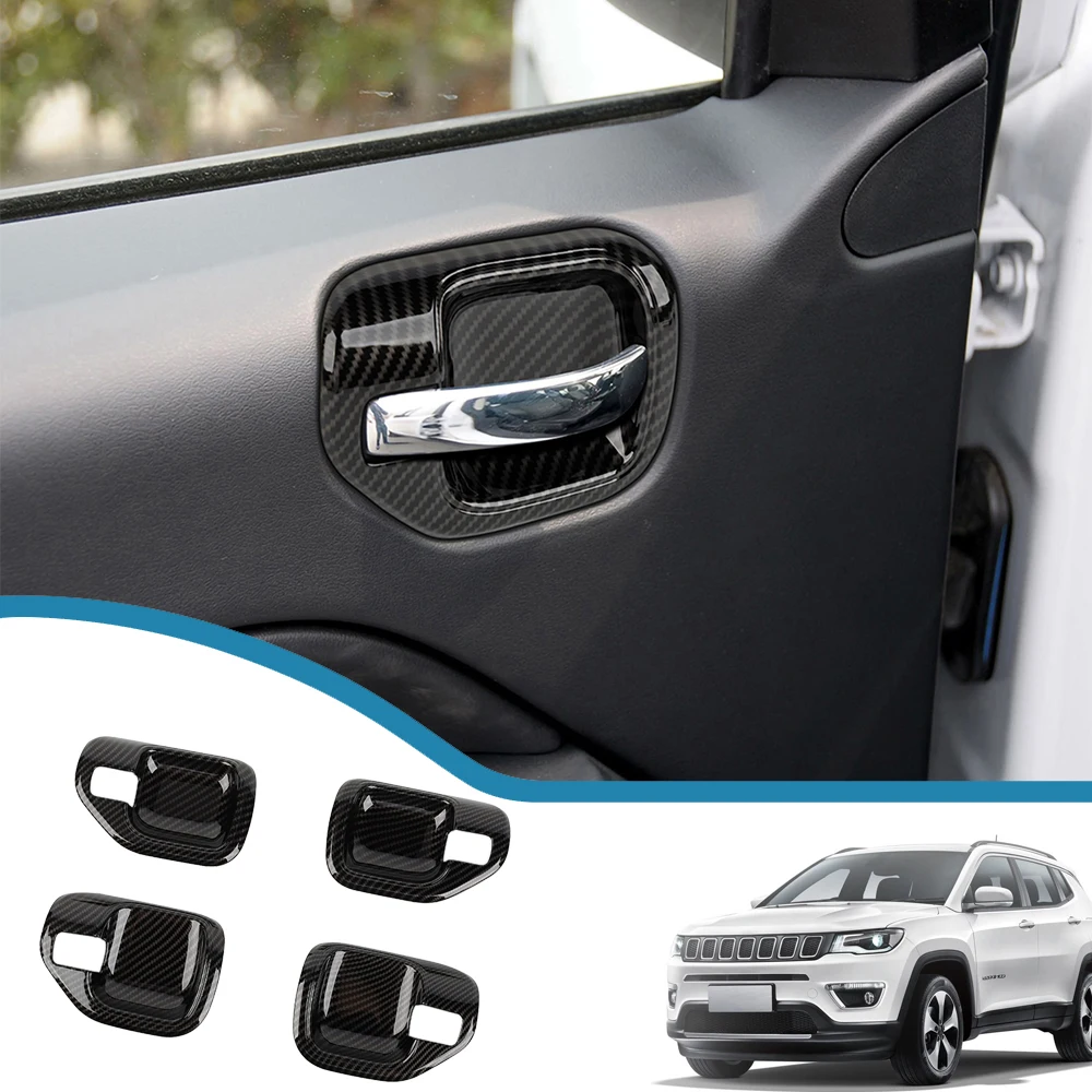 

Car Inner Door Handle Bowl Decoration Cover Stickers Trim Frame for Jeep Compass 2010-2016 Auto Interior Mouldings Accessories