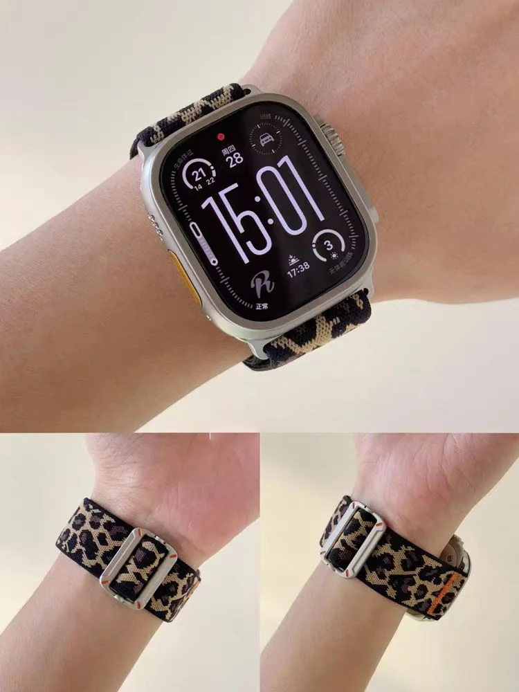 Adjustable Nylon Strap for Apple Watch Band Series 10 9 8 7 6 5 SE Ultra 2 49mm 44mm 45mm 40 41 42-46mm metal buckle Accessories