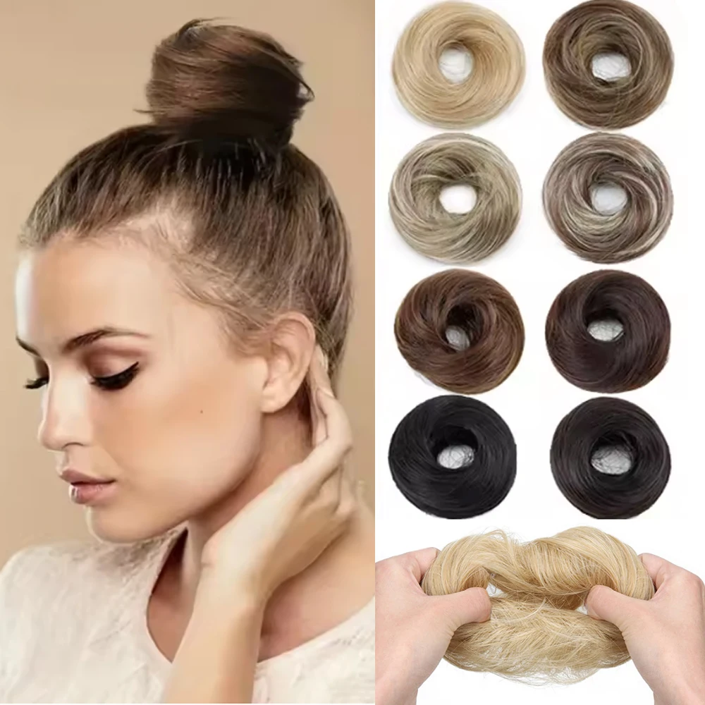Synthetic Straight Hair Loop Hair Bun Lazy Simple Hairstyle Tool, Fluffy and Suitable for Women's Daily Wear