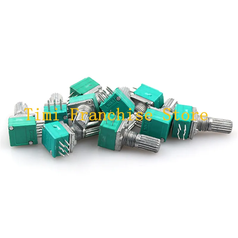 10PCS 100% NEW RK097G 6Pin B1K B5K B10K B20K B50K B100K B500K with a switch audio shaft 15mm amplifier sealing potentiometer