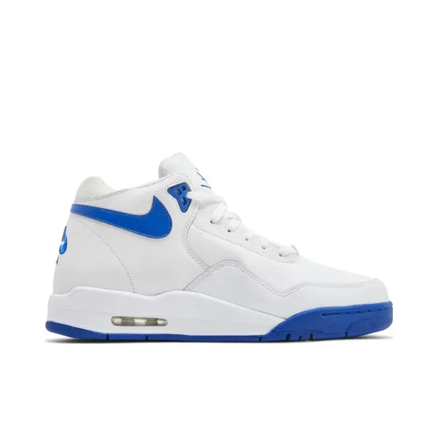 NIKE New listing Flight Legacy Classic Retro Mid-top Basketball Shoes Comfortable Shock Absorption Men's White and Blue Colorway