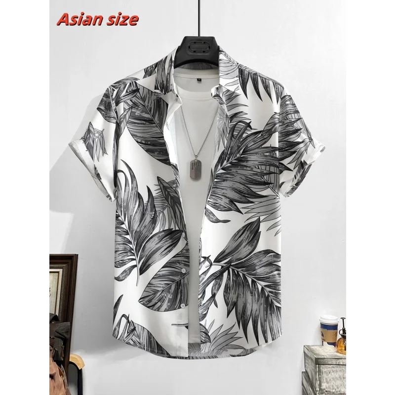 3D Printed Exquisite Leaves Aloha Shirt For Men Colorful Plants Pattern Blouse Summer Short Sleeve Lapel Tops Hawaiian Shirts