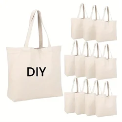 DIY Canvas Tote Bags,Blank on Both Sides for Creative Designs - Suitable for Painting, Embroidery, and Thermal Transfer