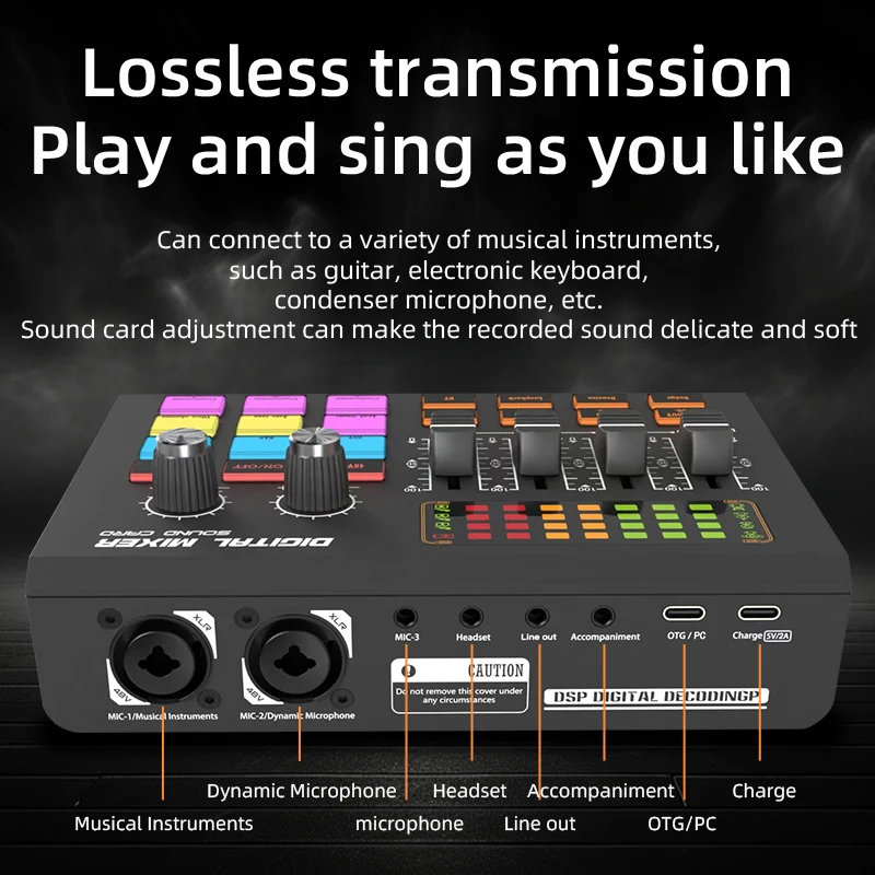 FUHAM audio sound card and audio interface, with DJ mixer effects, voice changer, and Bluetooth-supported live singing mixe