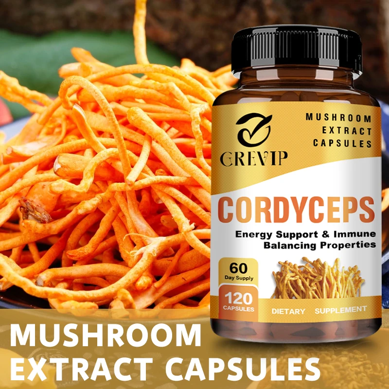 Cápsulas Cordyceps Mushroom para Memória e Foco, Suporte a Função Cerebral, Saúde do Coração