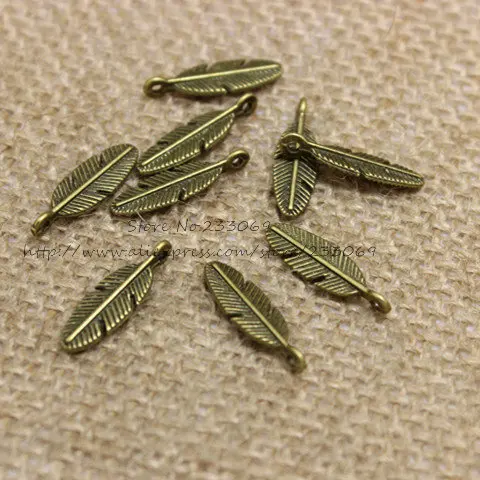 (100 pieces/lot) 7*21mm Three color Metal Alloy Small leaf Charms