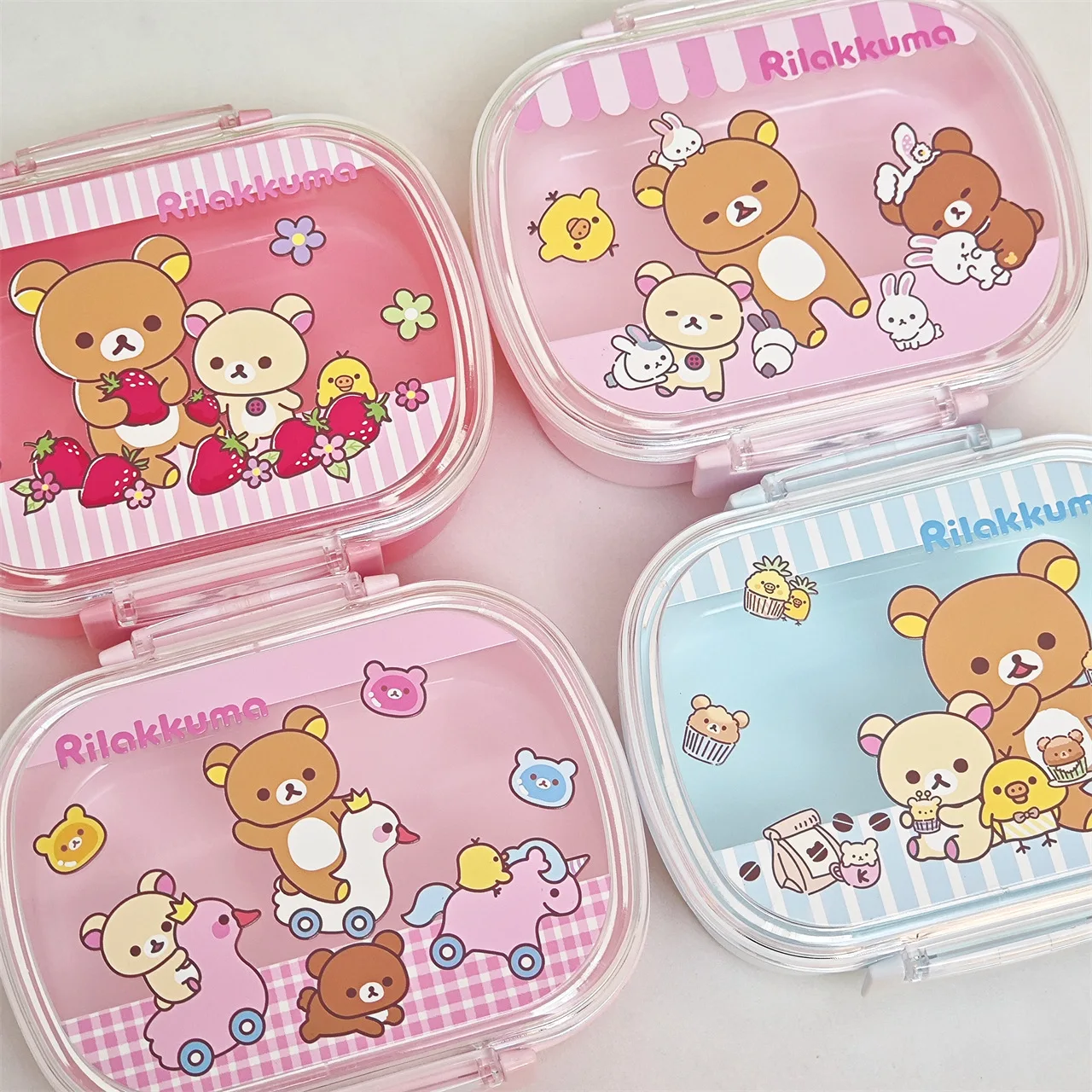 Ланч-бокс Rilakkuma для детей, милый контейнер для еды с расслабленным медведем, для девочек, для пикника, контейнеры для хранения еды, для женщин, для офиса, подарок