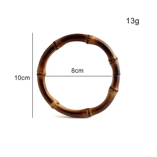 Imagen 2 del producto Asas para bolsas de bambú auténtico, círculos circulares de bambú auténtico, suministros de costura y artesanía, asas para bolsas de bambú Natural, 2/4/10 Uds.