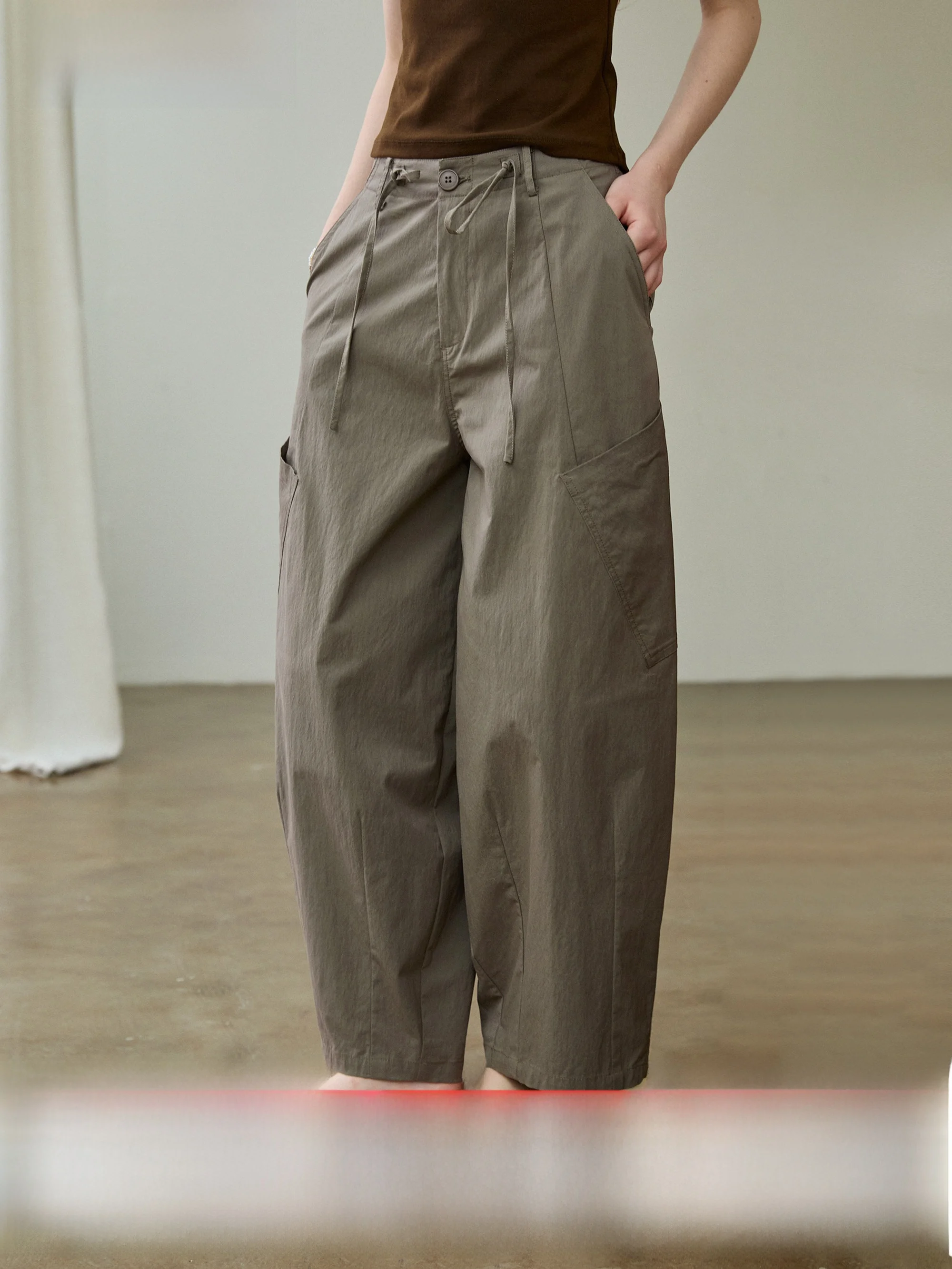 Xumooxii Women's Wide Leg Pants Summer New Style Knife  Straight Cut Casual Trousers Multi-Functional Natural Waist Cotto...