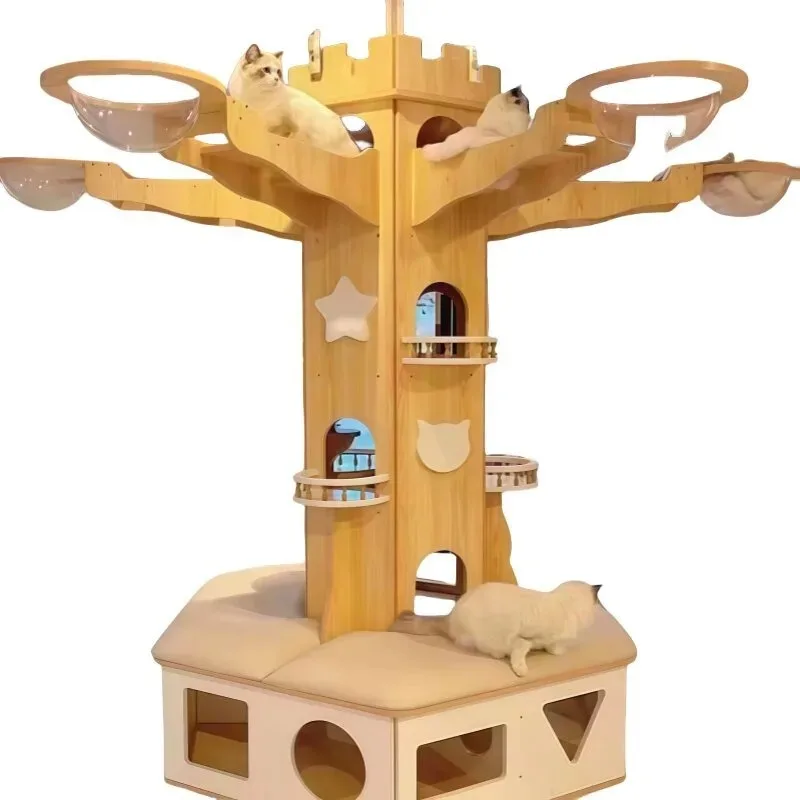Large luxury cat climbing frame open plan villa cat house tower scratching board