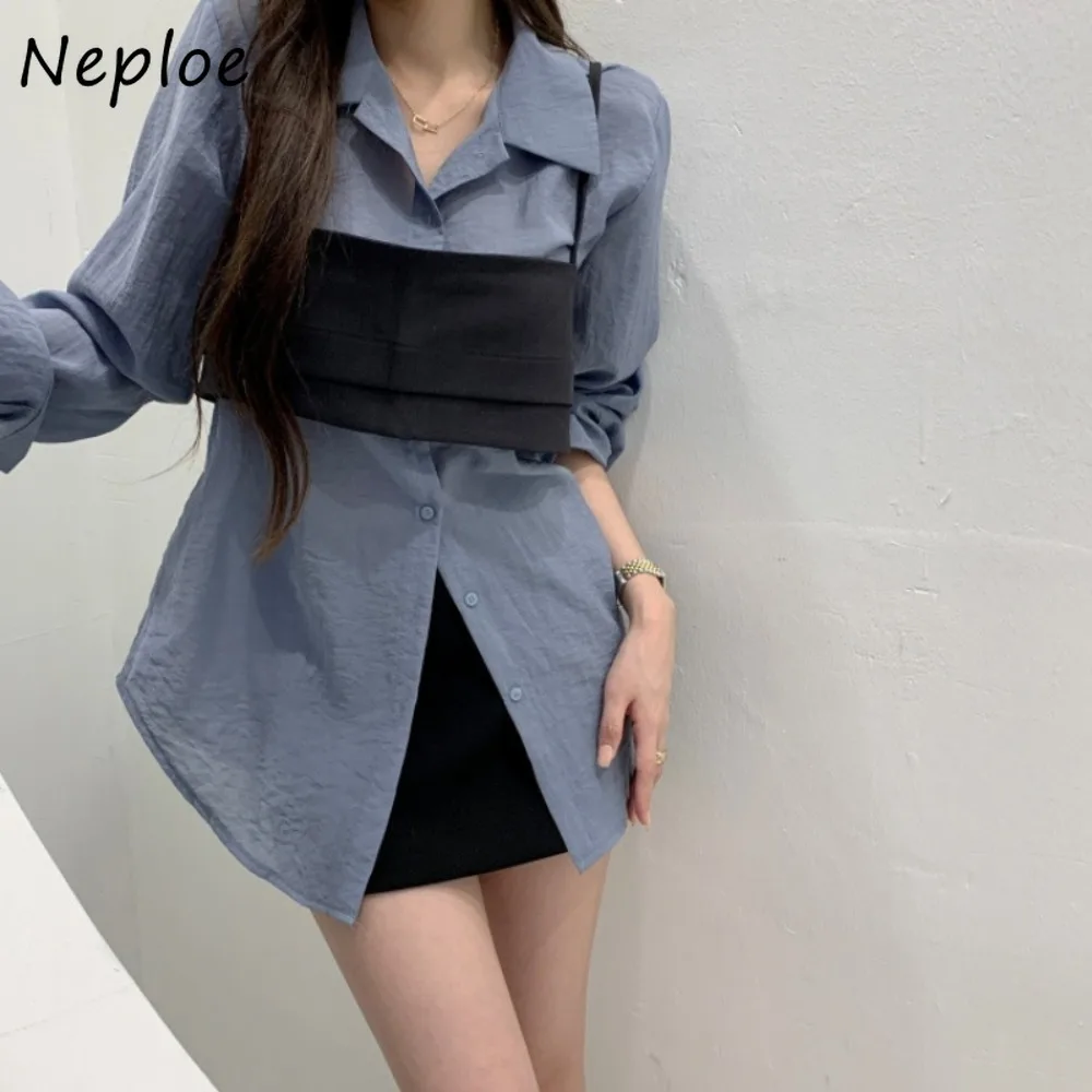 Neploe Elegant Korea Chic Early Spring Set Shirt Sexy Hollow Out Lace Up Pure Desire Strapless French Luxury Celebrity Suit Tops