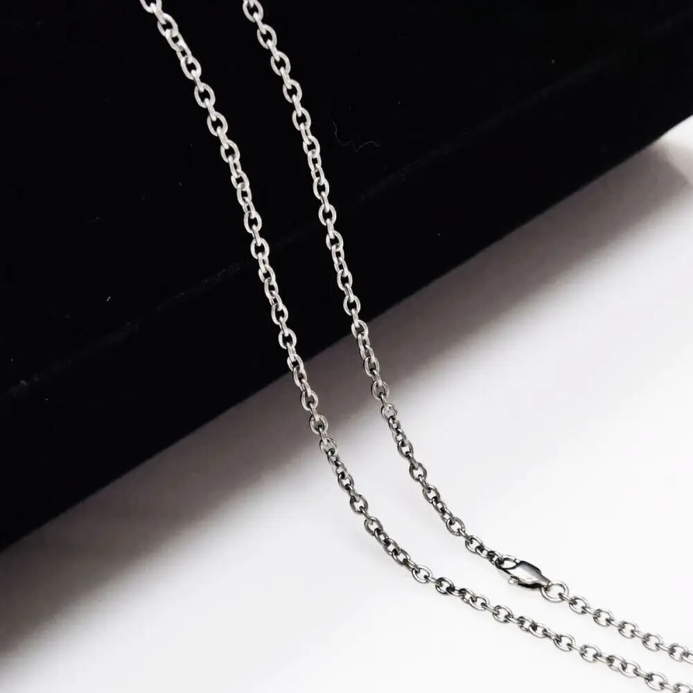 Fashion Polished 3MM TA1 Pure Titanium O Link Chain Necklace Unisex Anti-Allergy Skin Friendly Men Women Titanium Necklaces