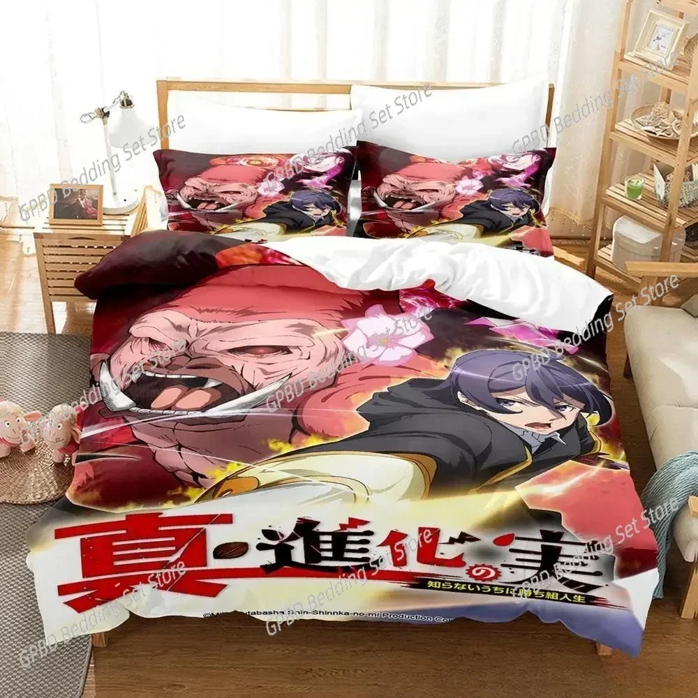 Parure de lit 3D imprimée, motif anime « Le fruit de l’évolution », comprenant une housse de couette et des taies d’oreiller, disponible en tailles simple, double, grande taille, queen et king, pour la décoration intérieure.