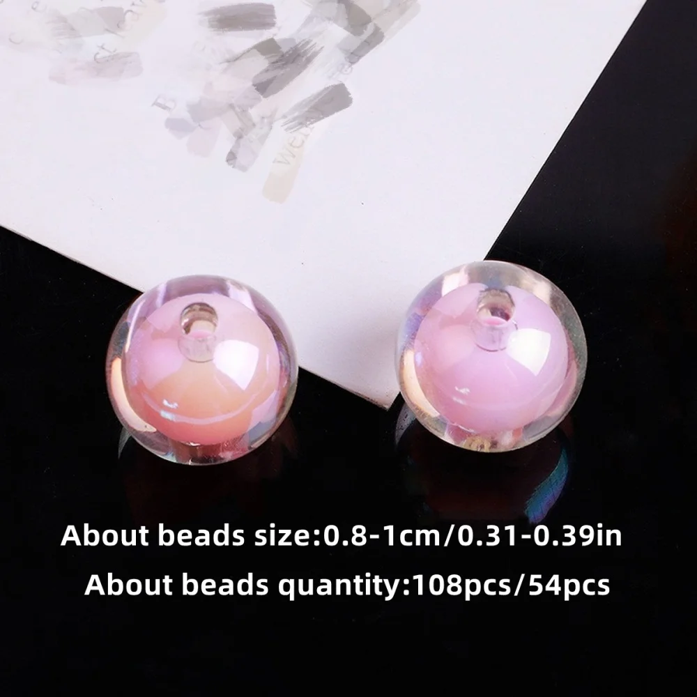 108 Stück 8mm Acrylperlen in Pink, Abstandshalterperlen. Lose Perlen DIY Perle in Perle Handmaterial, Dekorationsperlen – Detail 5