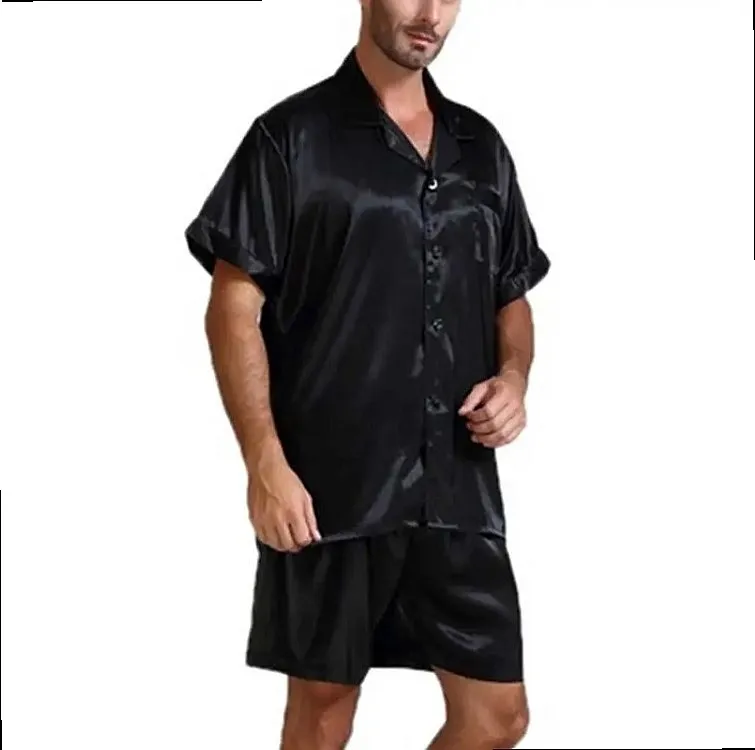 Pure Solid Smooth Skin-Friendly Sleepwear Matching Set for Men Loungewear Pajamas Sets