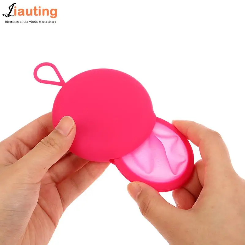 1PC Portable Silicone Reusable Menstrual Disc Feminine Hygiene Menstrual Cup Period Menstrual Collector Storage Box Extra-Thin