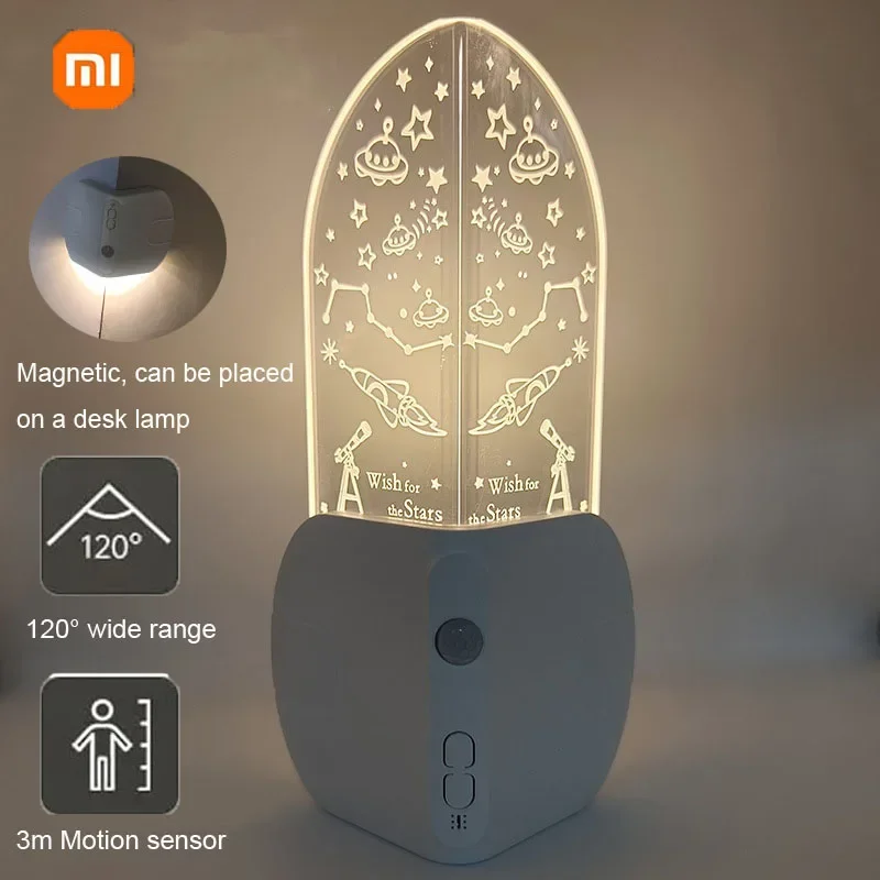 Lampka nocna Xiaomi z czujnikiem ruchu akumulatorowa lampa LED lampa ścienna dla dzieci prezent pokój schody narożne dekoracyjna lampa stołowa