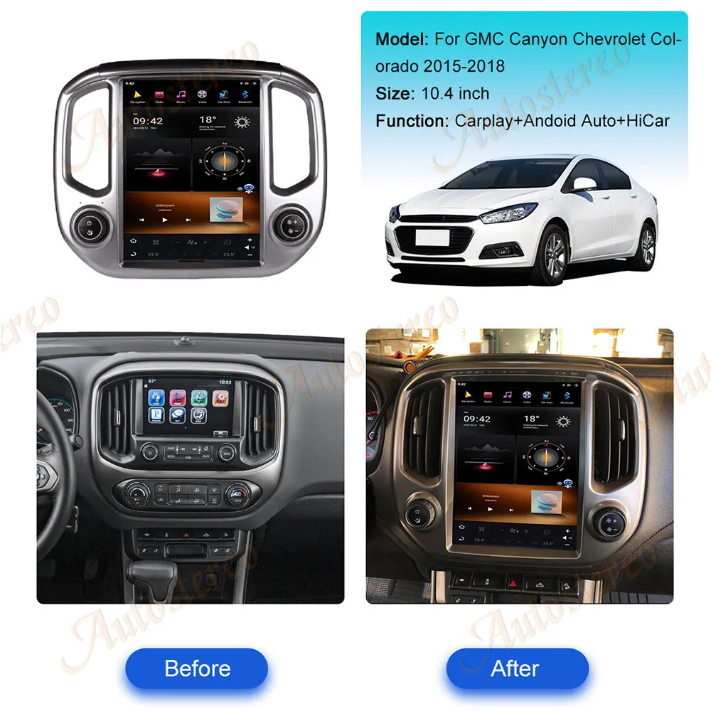 Android 13 Carplay Tesla Screen Car GPS Navigation For GMC Canyon Chevrolet Colorado 2015-2019 Headunit Multimedia 4G SIM Media