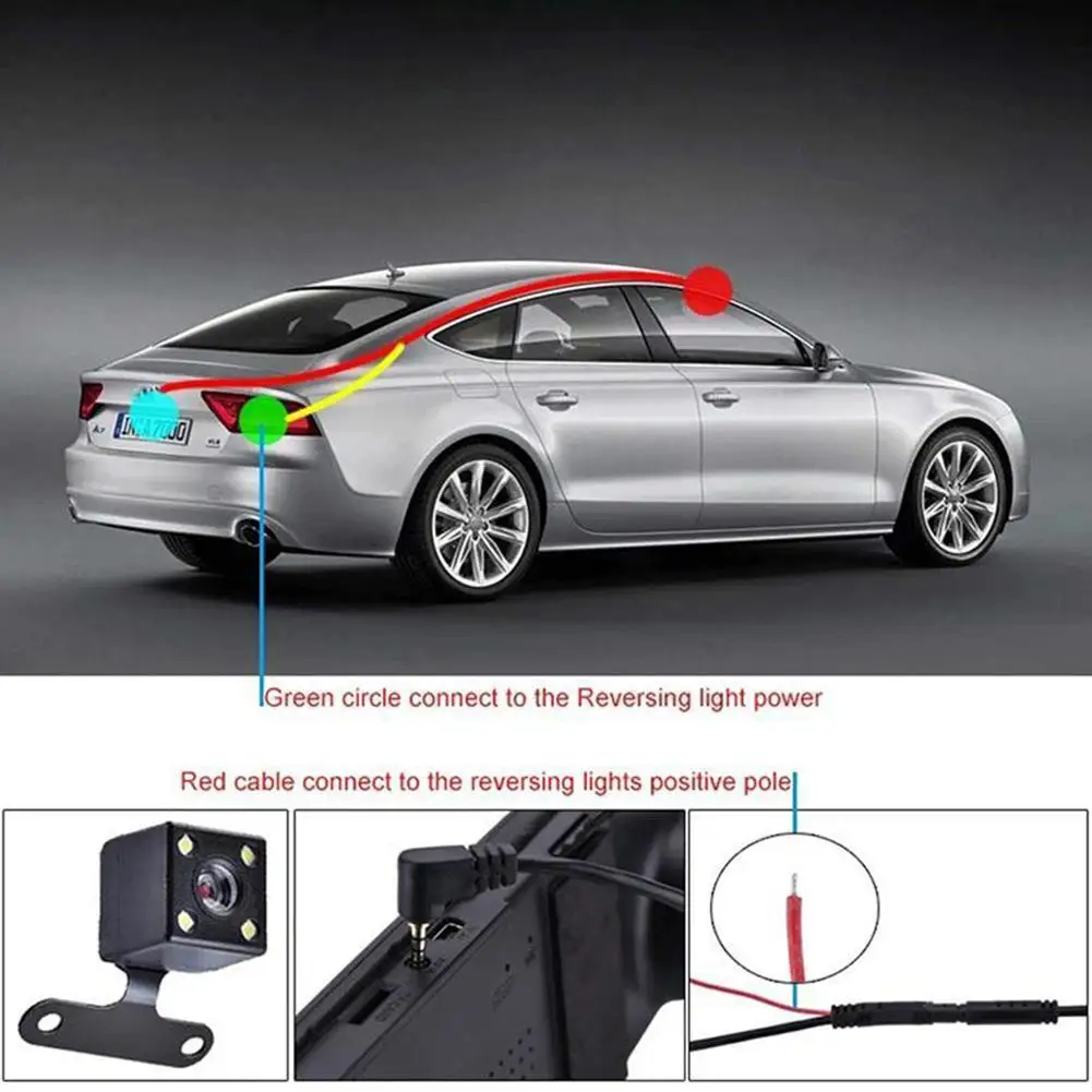 5 Pin HD Car Rear View Camera Wide Angle 170 Degree Waterproof 4 LED Night Vision Car Parking Reversing Camera Monitor Part