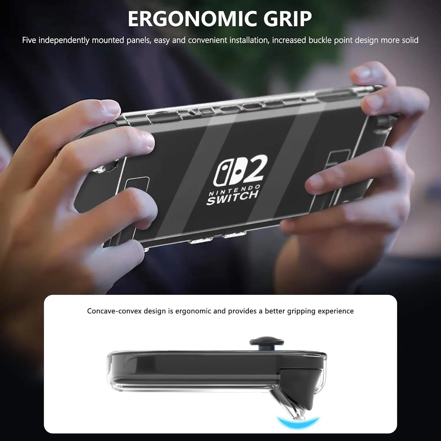 Clear Case for Nintendo Switch 2 Protective Cover for Switch 2 and JoyCon Controller - Strong and Durable, Not Easy to Fall Off