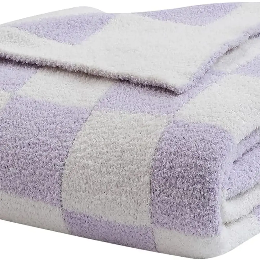 

Нечеткие одеяло в шахматную клетку, мягкое, уютное, теплое одеяло из микрофибры, декор для дивана, дивана-кровати, путешествия домой (фиолетовый, 60 x 8