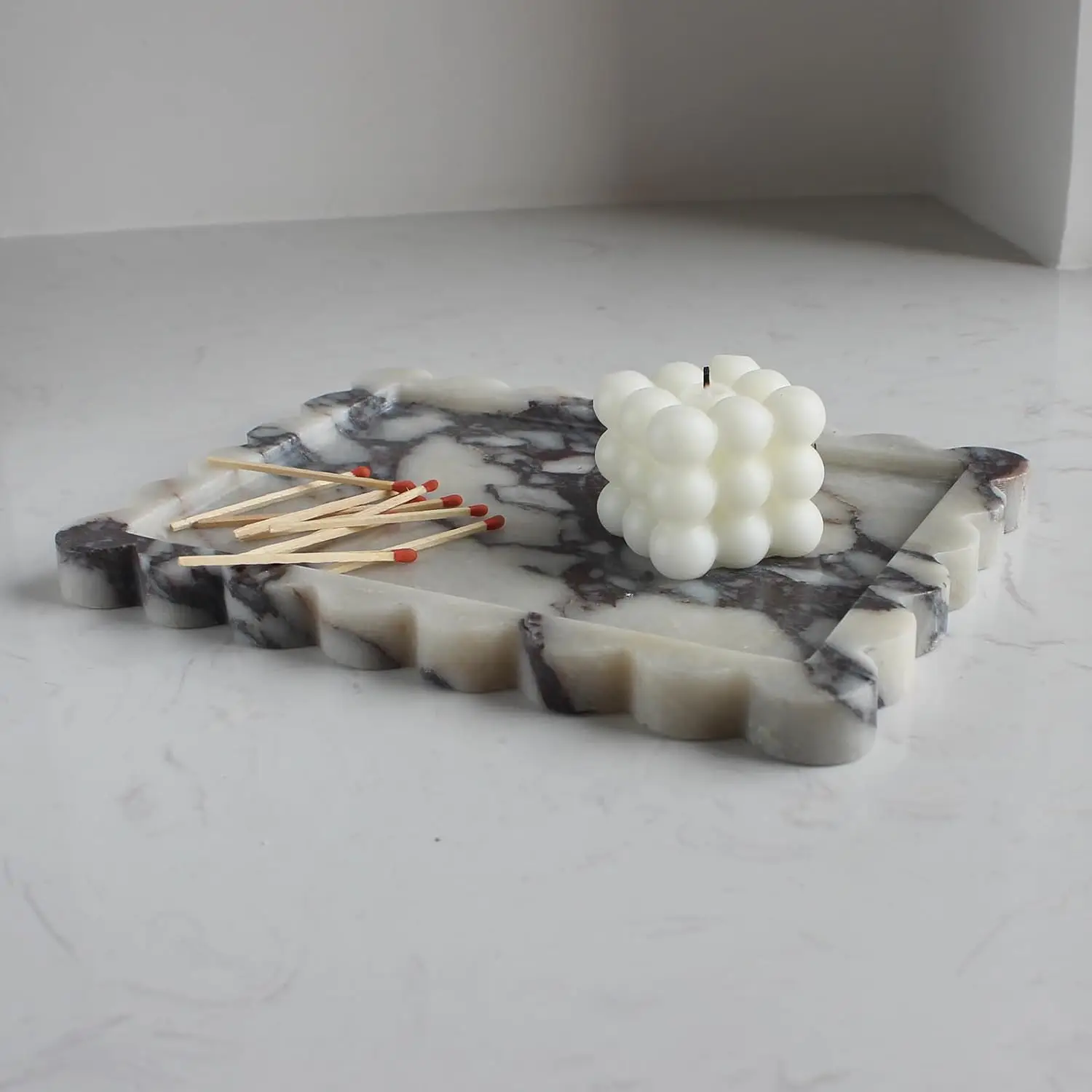 

Marble Vanity Tray 10.8"x8", Rectangle Decorative Tray for Bathroom Kitchen Counter, Dresser Organizer