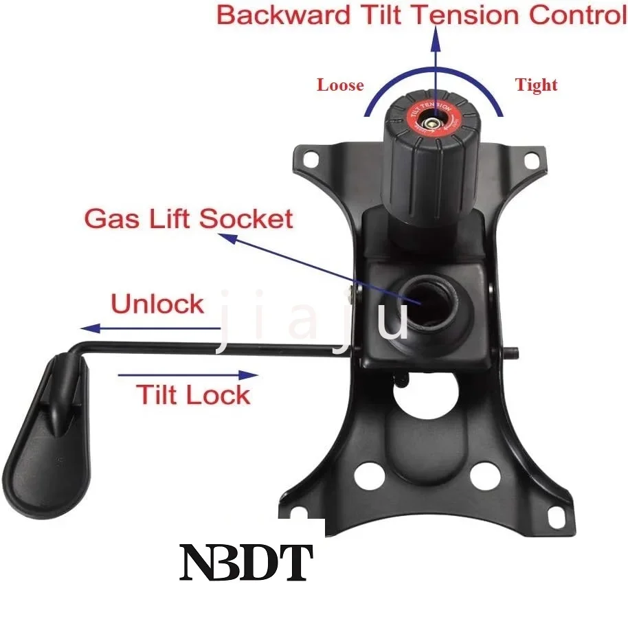 Mecanismo Control inclinación elevación, reemplazo silla oficina, Base giratoria, placa bandeja, 1 pieza