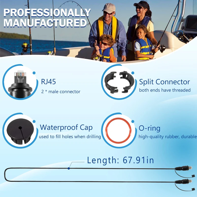 010-10550-00 Marine Network Cable 6 Feet with Split Connector and Waterproof Cap for Marine RJ45 Compatible with Garmin Devices