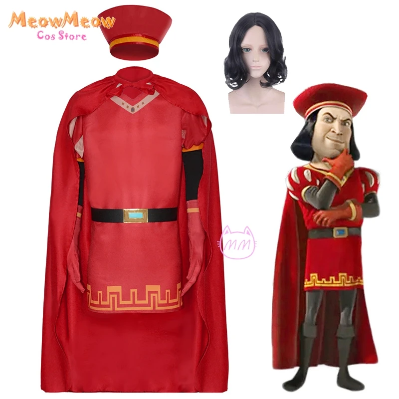 

Lord Farquaad Cosplay Lord of Duloc Cosplay Costume Wig Knight Uniforms Adluts Halloween Party Outfit Roleplay Red Cape