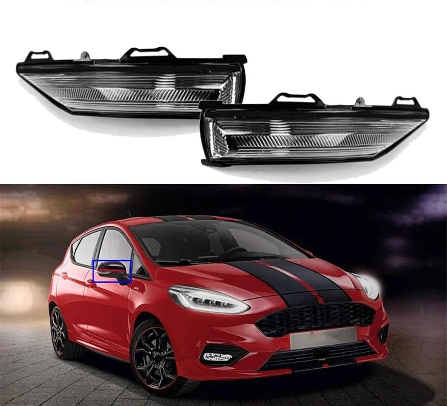 

For Ford Fiesta 2017 2018 2019 2020 Led Rearview Mirror Light Turn Signal Marker Blinker Lamp