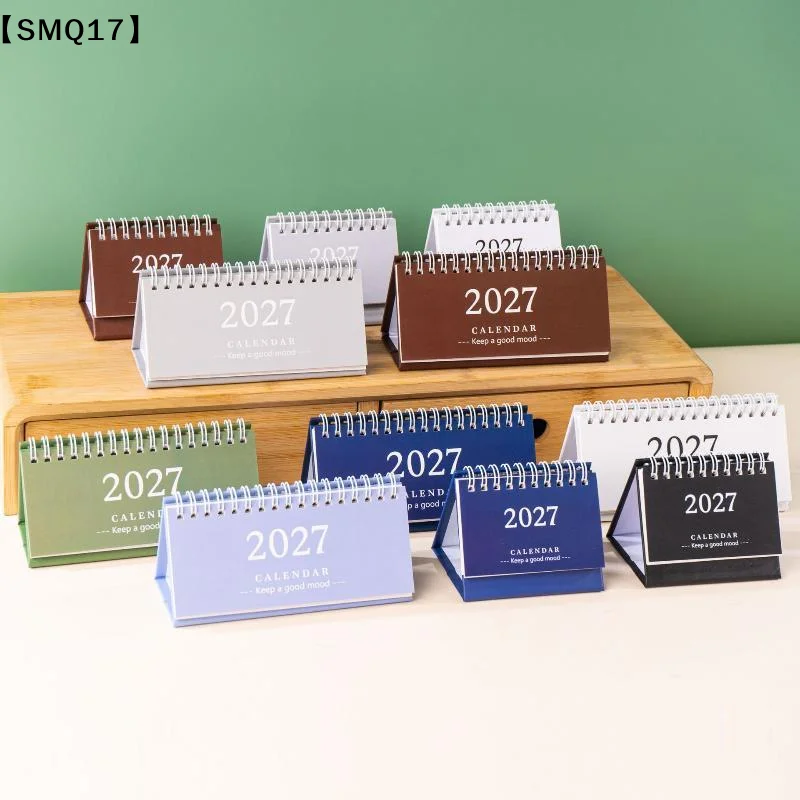1Pcs 2027 Solid Morandi Color Mini Desk Calendar Standing Flip Monthly Planner Office Student Desktop Decor Stationery Gift【SMQ】