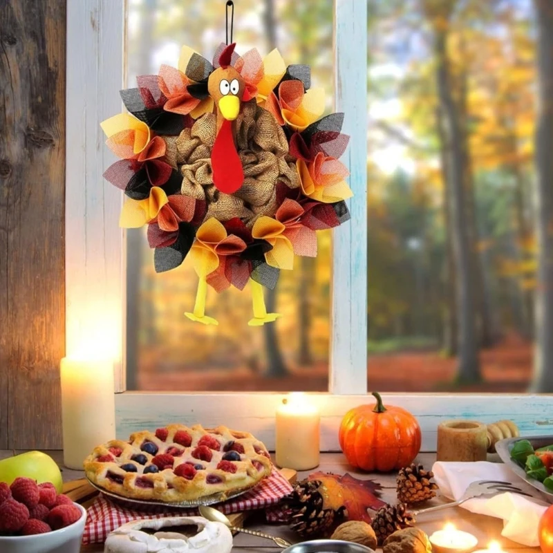 Turkije Krans Thanksgiving Party Krans voor Voordeur Outdoor en Indoor Thanksgiving Deur Decoraiton Herfst Krans Dropship