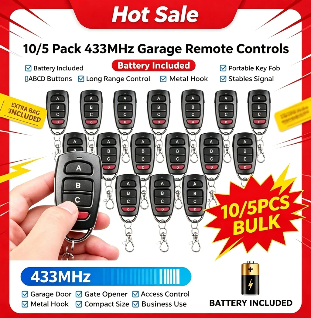 1/5/10/20/30/40/50pcs 433mhz Remote Control Smart Copy Duplicator Electric Garage Door Gate Remote Cloning