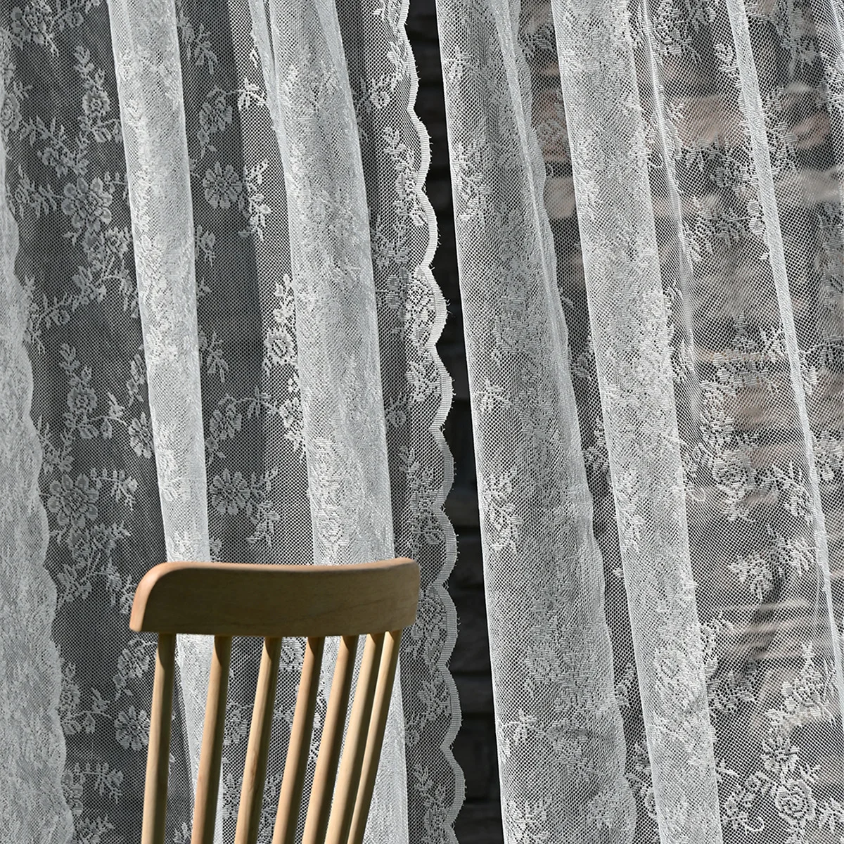 Lace Fabric Countryside Outdoor Window Screen Lace Pole Screen Outdoor Curtains Garden Shades Home Decoration for Indoor