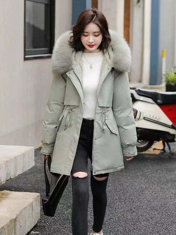 

Petite Friendly Mid Length Winter Coat 2025 Women's Parka with Hood Insulated Thickened Fabric Slimming Design