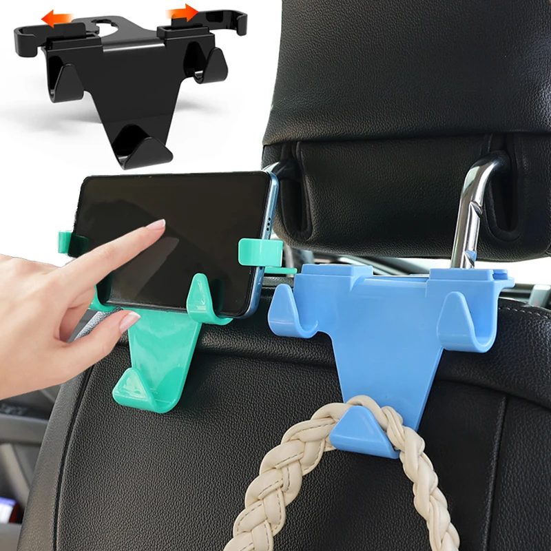 2 In 1 Mobile Phone Tablet PC Car Back Seat Holder Stand for Phone Support Car Headrest Hooks Bracket Clip Stand Mount for Apple