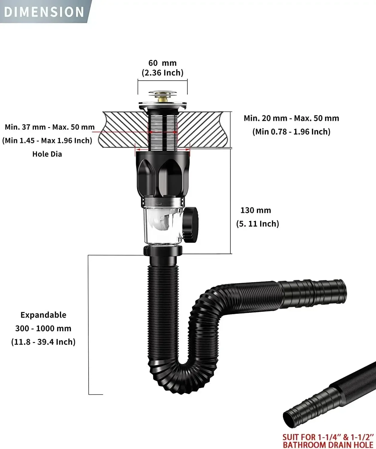 1/3/5/10 шт. универсальный умывальник для ванной комнаты, антизапотевающая сливная труба, гибкий растягивающийся фильтр для дезодоранта, аксессуары для трубопровода