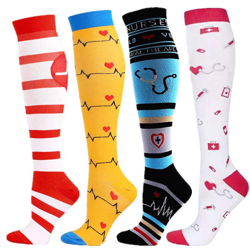 

Running Men Women Socks New Compression Stockings Nurse Pattern Sock Fit For Medical Edema Diabetes Varicose Veins Cycling Socks