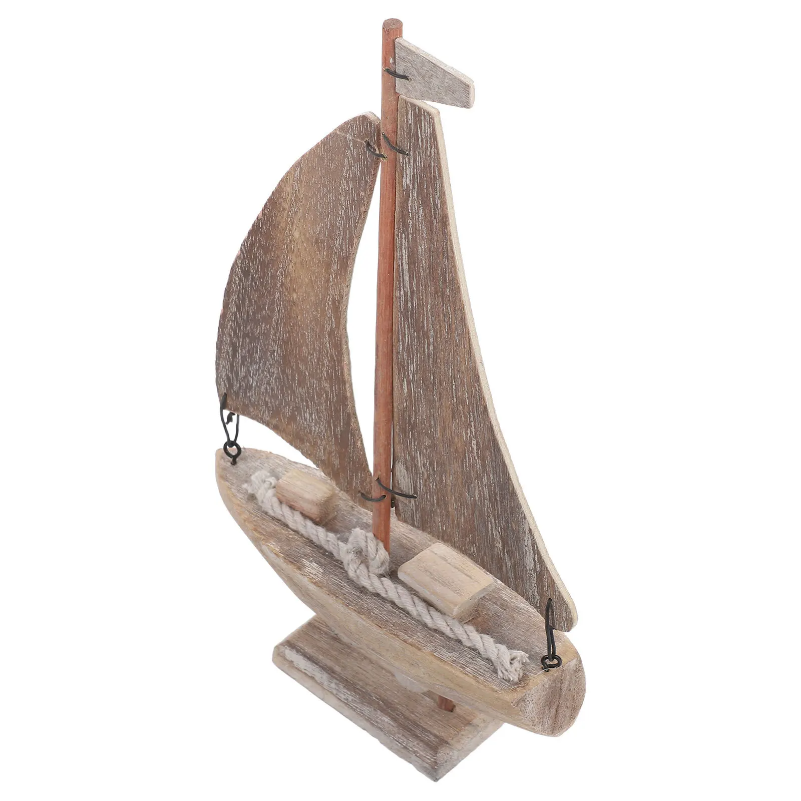 

Rustic Wooden Sailboat Decor Handcrafted Vintage Nautical Figure for Living Room Study Office Coastal Tabletop Centerpiece