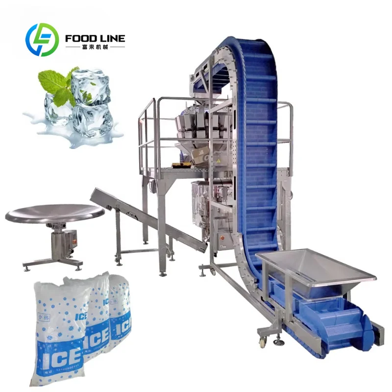 Customized New Automatic Ice Tubes Packing Machine Ice Cubes Filling Machine for 1-10kg Sachet Bag Packaging Focus Machinery