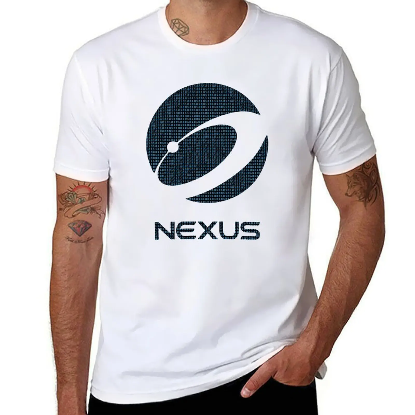 

Nexus Official Globe Binary Code T-Shirt t shirts for man slim fit men t shirt cotton 100% T-Shirt