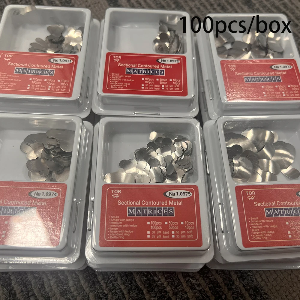 

Dental Matrix 100PCS Sectional Contoured Matrices Band Kit Metal Rings Dentistry Matriz Materials Teeth Orthodontic Forming
