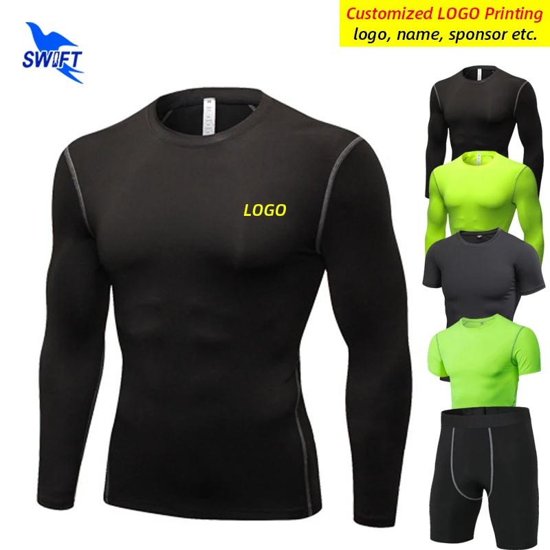 

Customize LOGO Kids Running T Shirts Gym Fitness Compression Sports Tights Elastic Jogging Exercise Workout Suits Pants Clothes