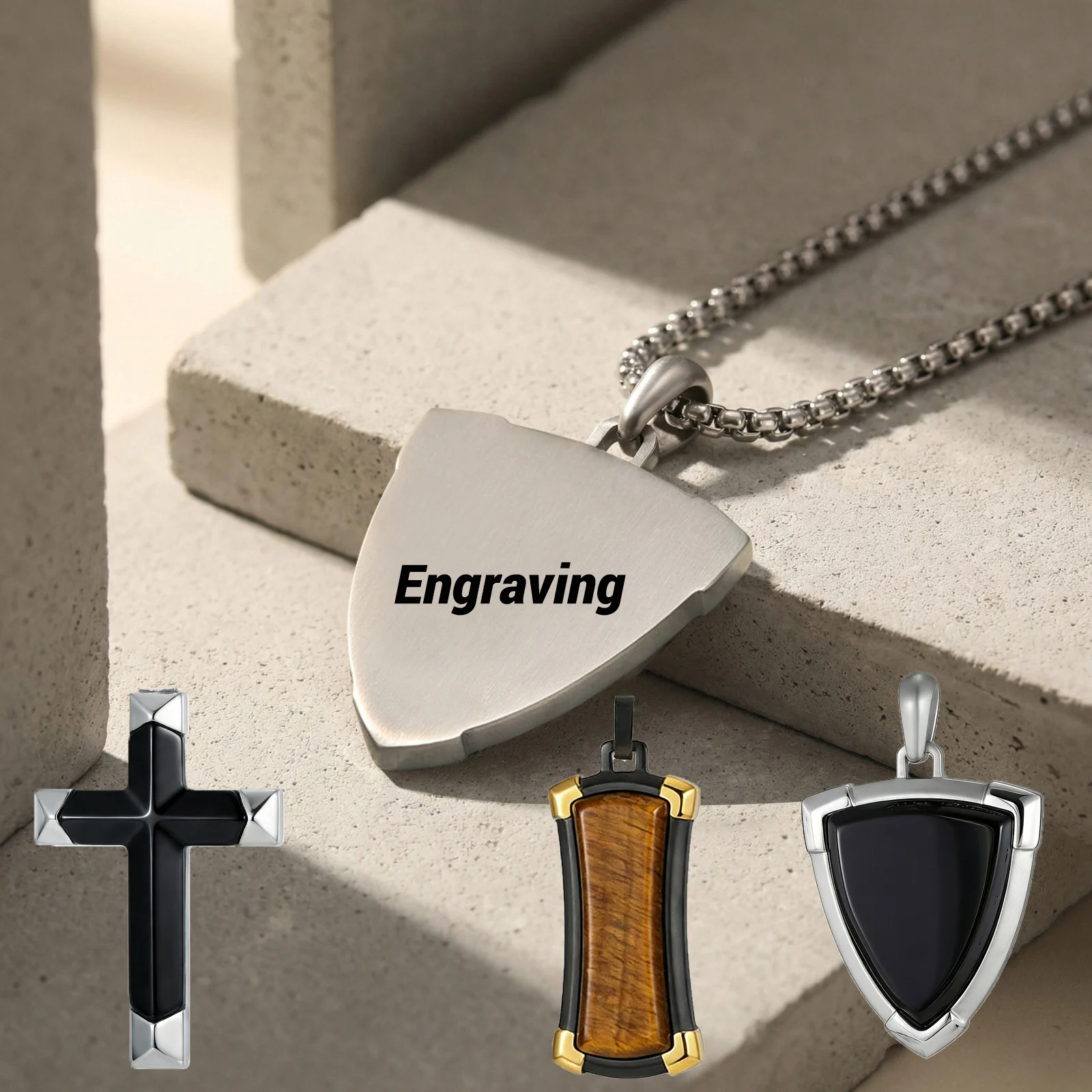 

Персонализированные подвески из нержавеющей стали, гравируемые ювелирные подвески с тигровым глазом, подарок на День святого Валентина для создания украшений своими руками.